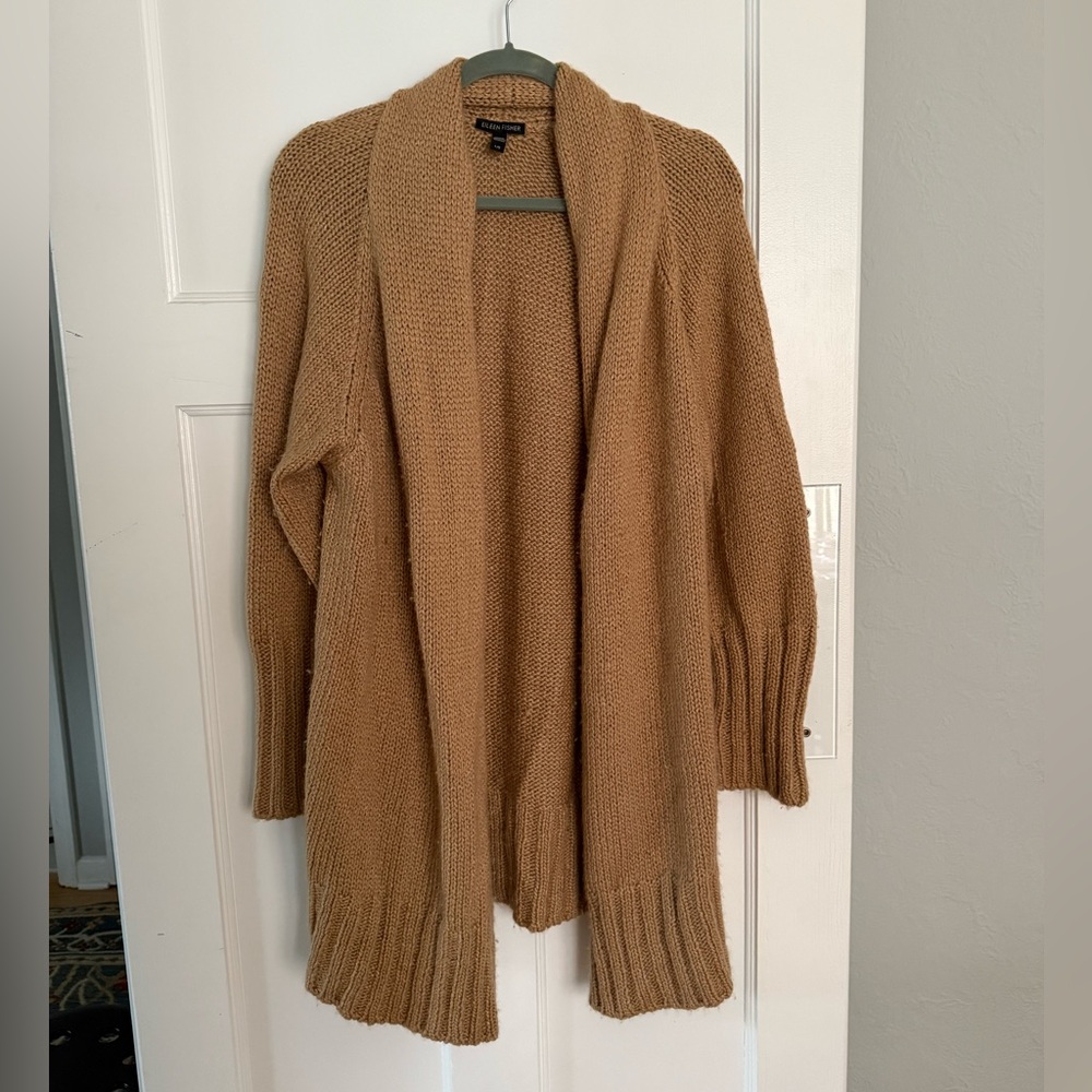 Eileen Fisher Camel Open Front Cardigan